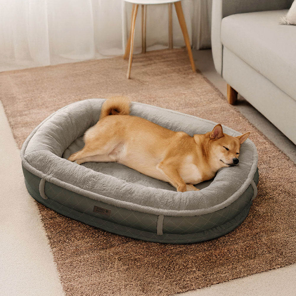 Deluxe Kunstleder & Plüsch Abnehmbares Orthopädisches Donut Hundebett - WarmNest