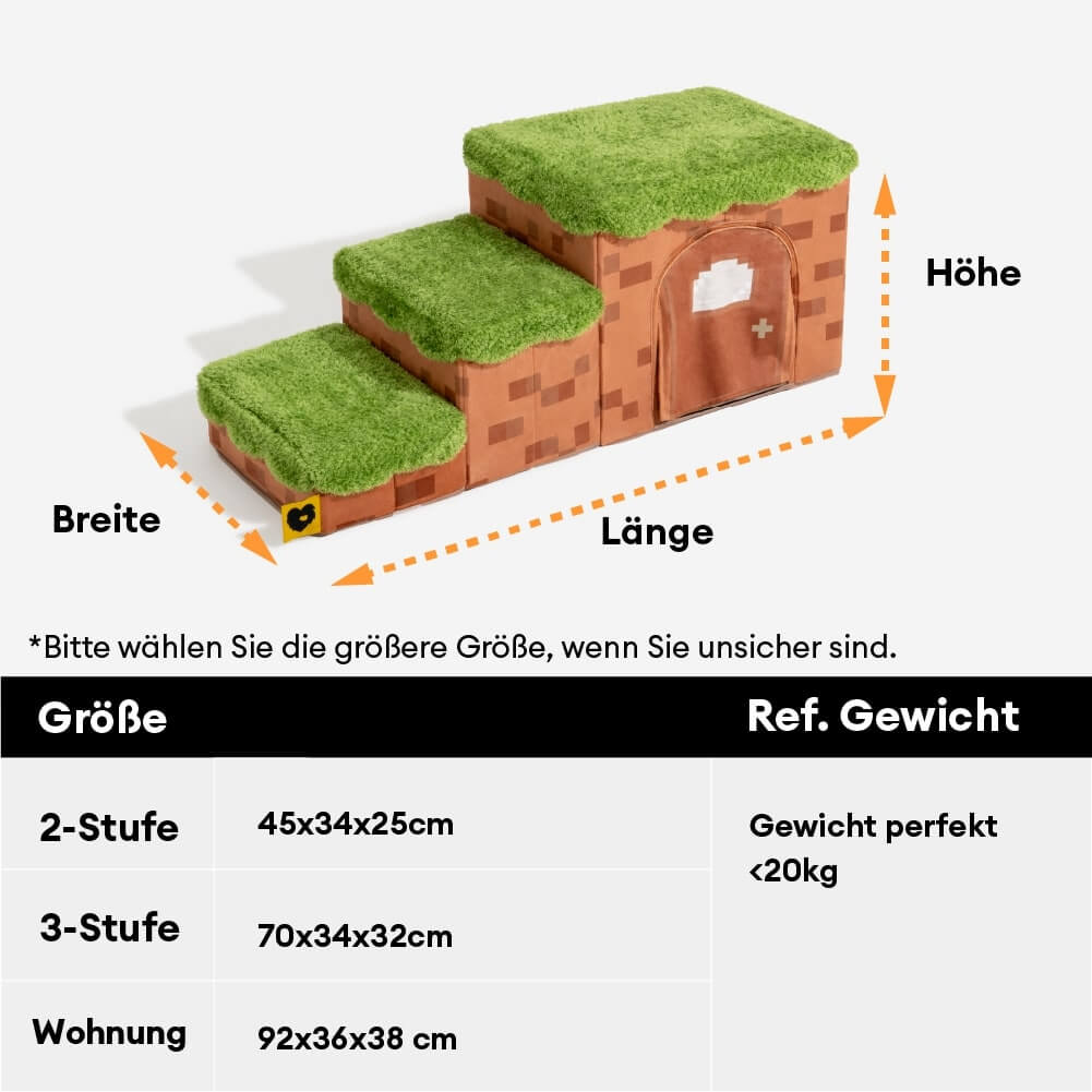 Retro-Pixel Handgefertigte Faltbare Haustiertreppe mit Stauraum - Klotziges Pfotenspiel