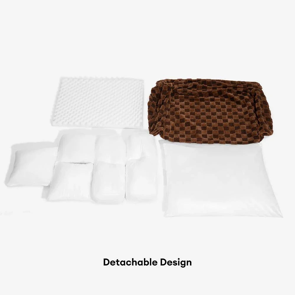 Kariertes, flauschiges, abnehmbares orthopädisches Hundekissenbett – CozyNest