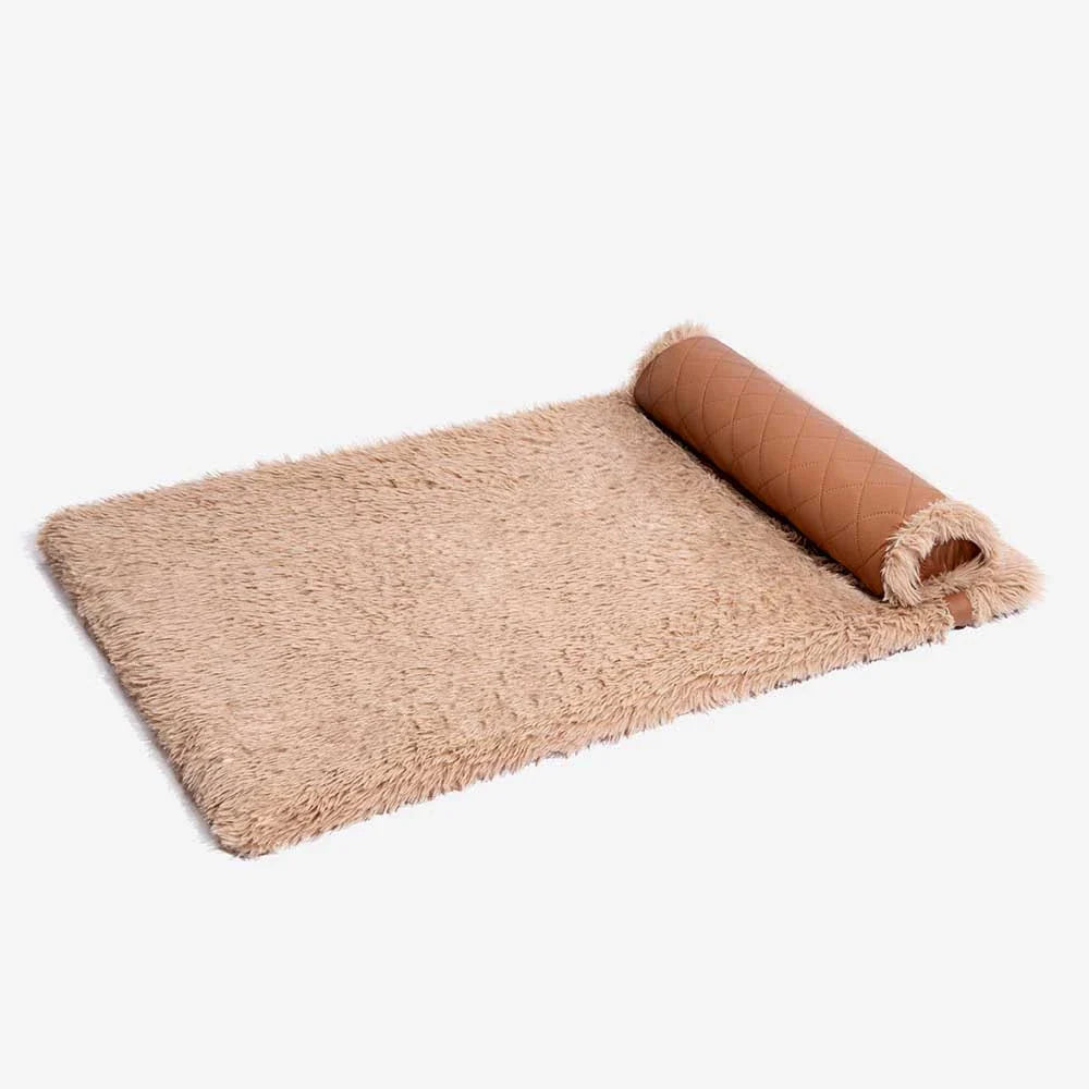 Orthopädische Hundematte, zweiseitig aus Kunstleder und Plüsch, mit herausnehmbarem Schaumstoff und Kissen