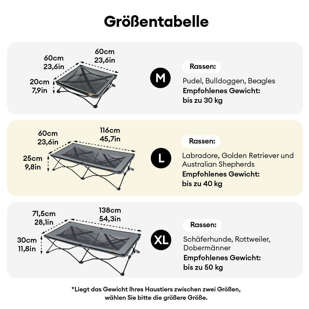 Klappbares erhöhtes Cooling Outdoor Hundebett - Urban Roaming