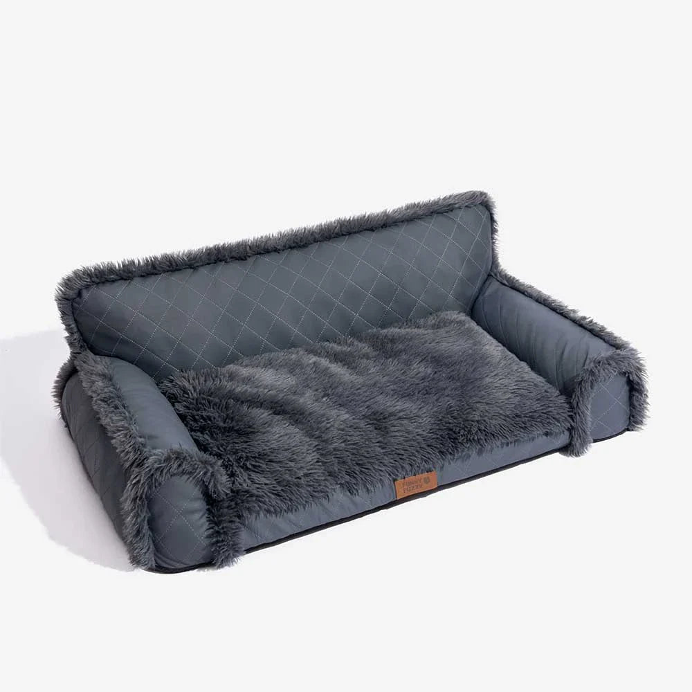 Orthopädisches Hundebett Luxe Kunstleder & Plüsch – Abnehmbarer Schwamm, Warm & Komfortabel