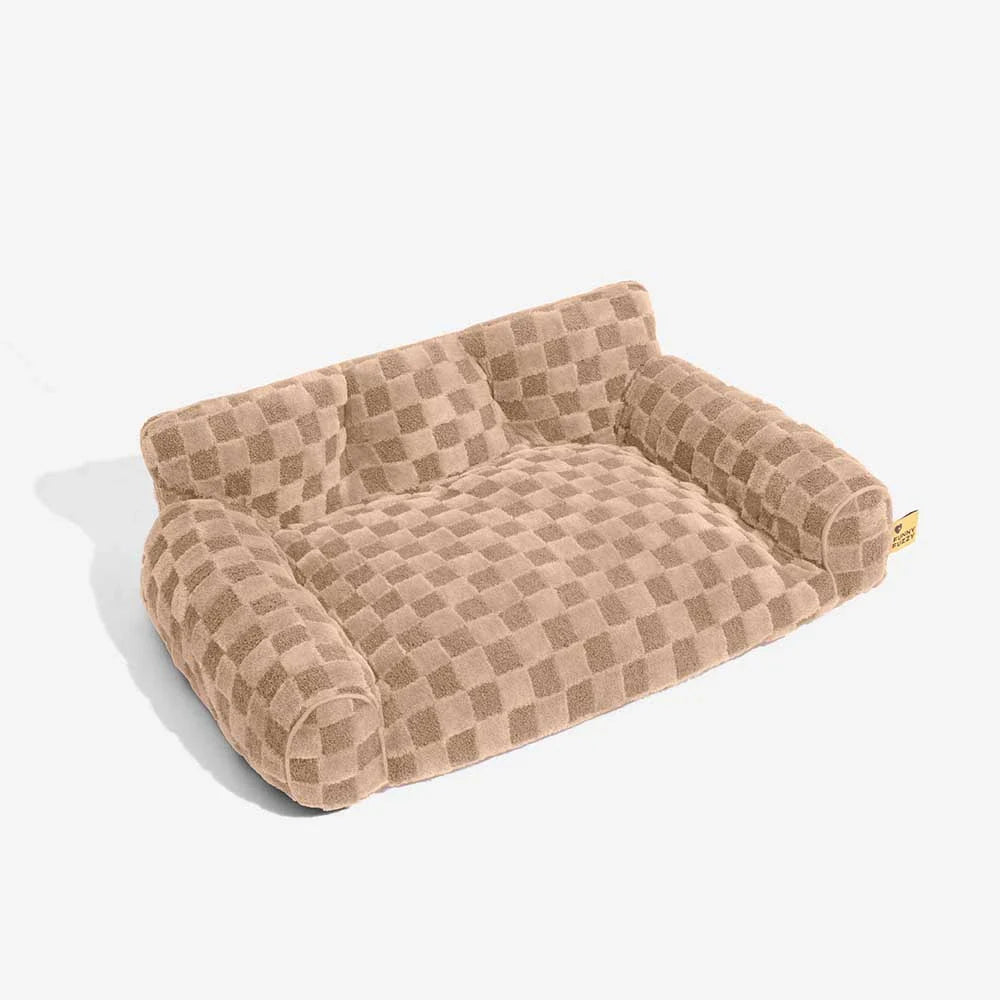 Kariertes, flauschiges, abnehmbares orthopädisches Hundekissenbett – CozyNest