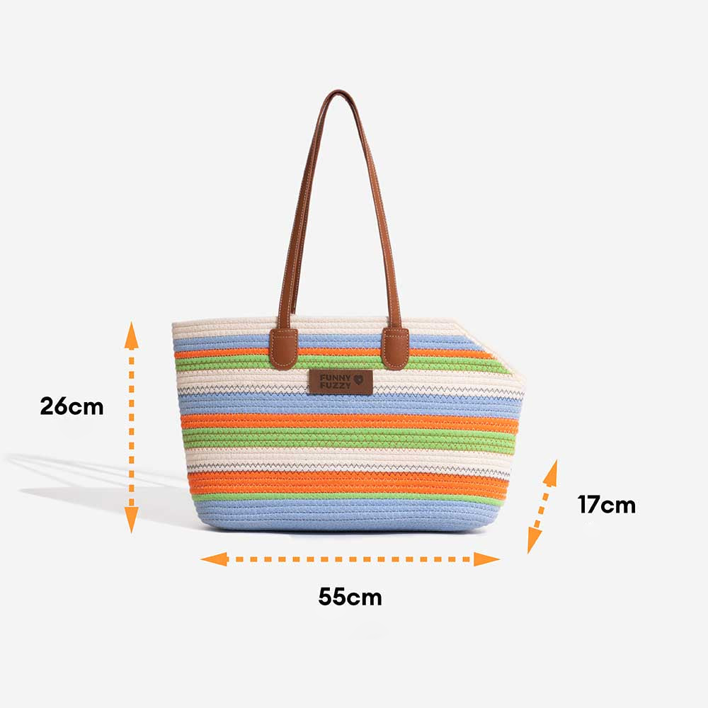 Handgefertigte leichte Baumwollgewebte Strandtasche für Haustiere - Sommerurlaub