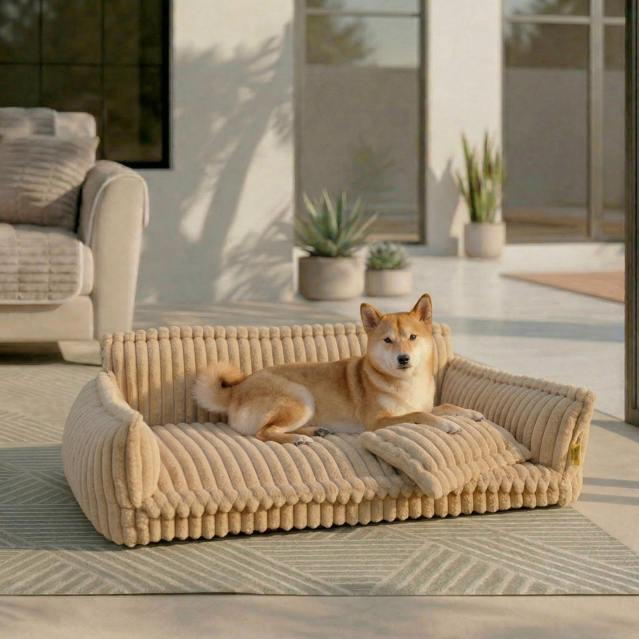Großes waschbares flauschiges orthopädisches weiches Hundekissen für draußen - Snoozy Dream Hundesofa