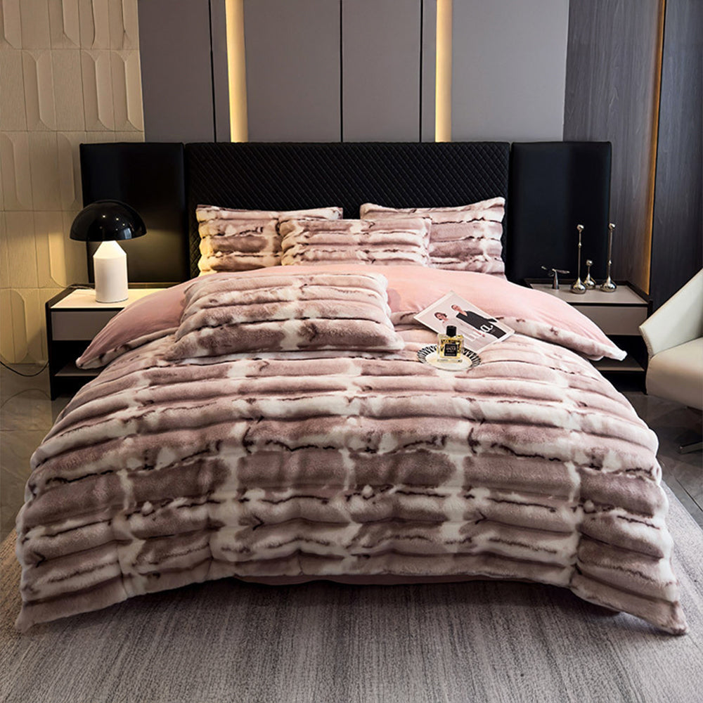 Warmes Umweltfreundliches Bettwäscheset aus Kunstfell mit Wellenblasen-Design