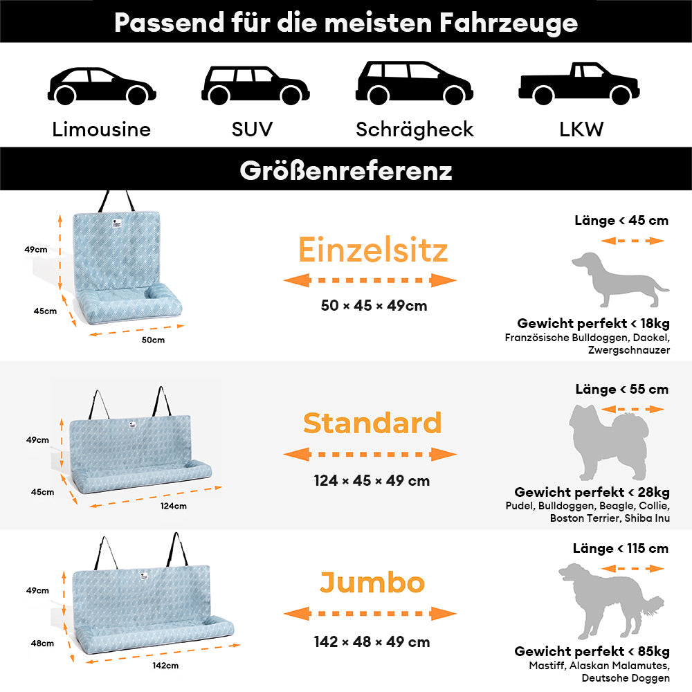 Kühlende Reise-Stütze Sicherheitsrücksitz Großer Hund Autositzbett - Chill Rover