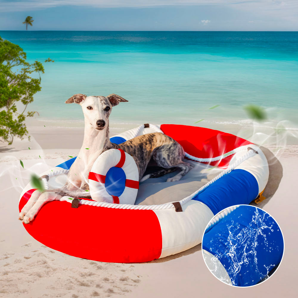 Sommerliche Kühlung Wasserdichtes Bootsförmiges Haustierbett mit Kissen – Chill Raft