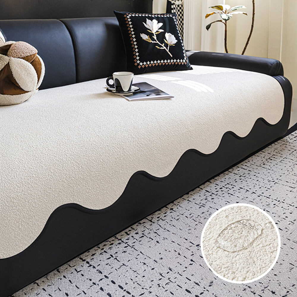 Wasserabweisender Teddyfleece Outdoor Sofaüberwurf mit rutschfester Rückseite – gerade Ausführung