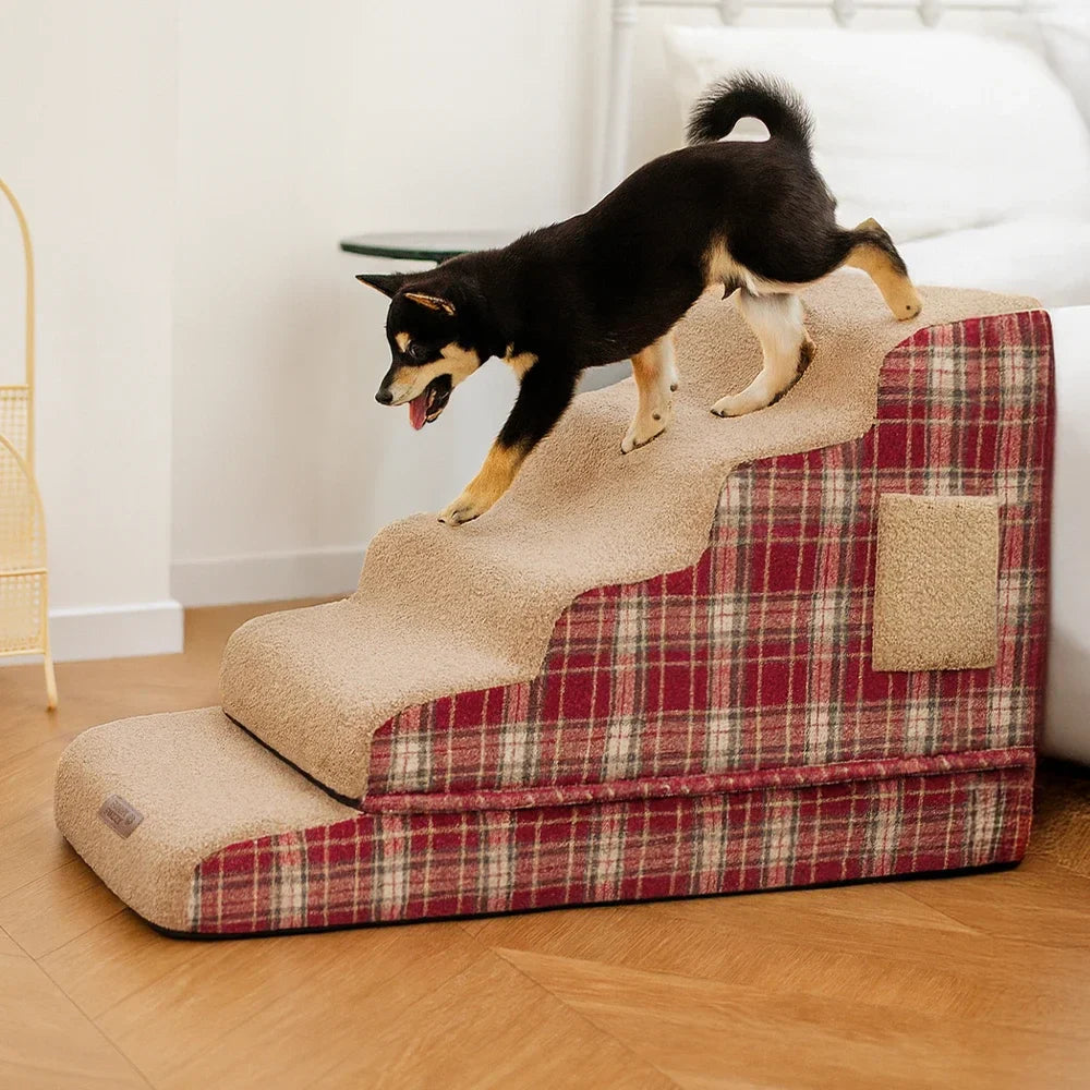 ComfyClimb – Plüschige Haustiertreppe mit hochdichtem Schaumstoff und abnehmbarem Bezug