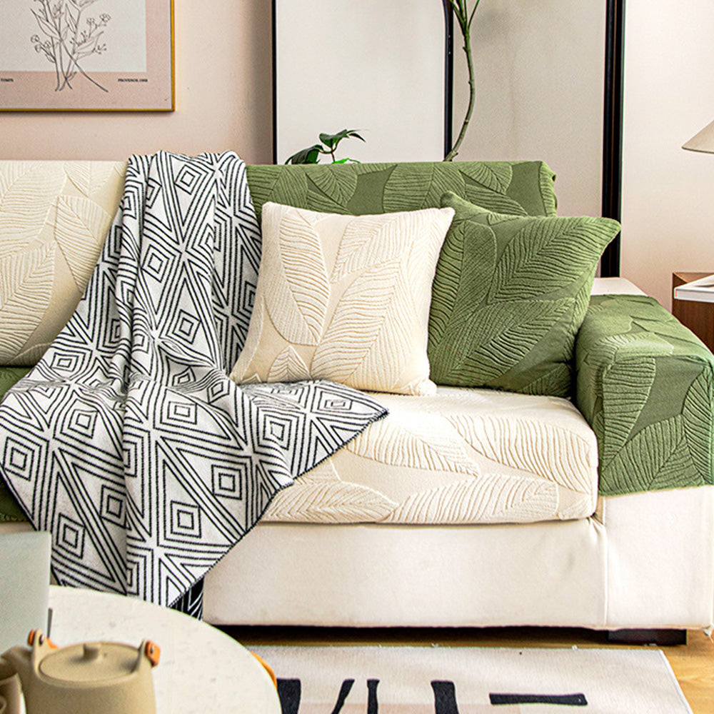 Moderner Jacquard-Sofabezug mit Blätterdesign – Wasserabweisend, Kratzfest & Elastisch, Rundum-Schutz