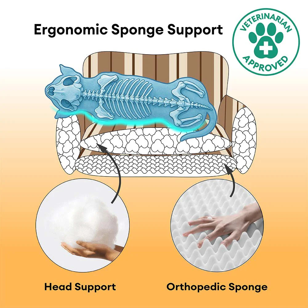 Plüsch Wärme Streifen Faltbares Waschbares Hund- & Katzensofa-Bett - MochaSnug