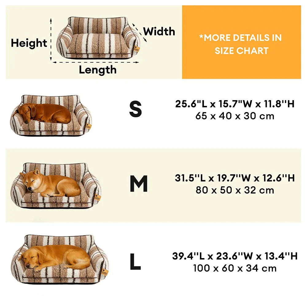 Plüsch Wärme Streifen Faltbares Waschbares Hund- & Katzensofa-Bett - MochaSnug