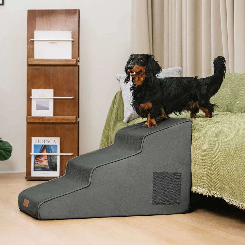 Chenille Extra Breite Rutschfeste Abnehmbare Schwamm Haustiertreppen - Haustierfreundliches Schlafzimmer