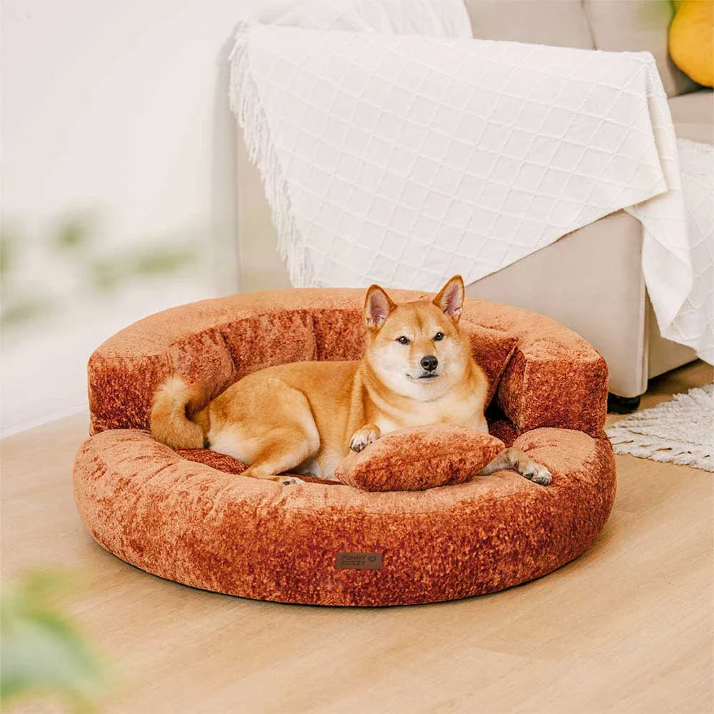 Orthopädisches Donut-Hundebett aus Diamond Velvet mit abnehmbarem Kissen – DreamNest