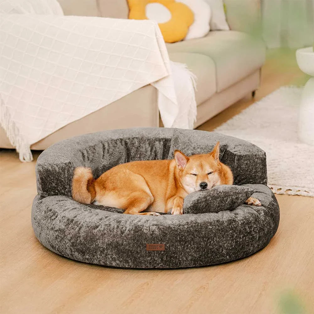 Luxe Diamond Velvet Abnehmbares Orthopädisches Donut-Hundebett mit Kissen - DreamNest