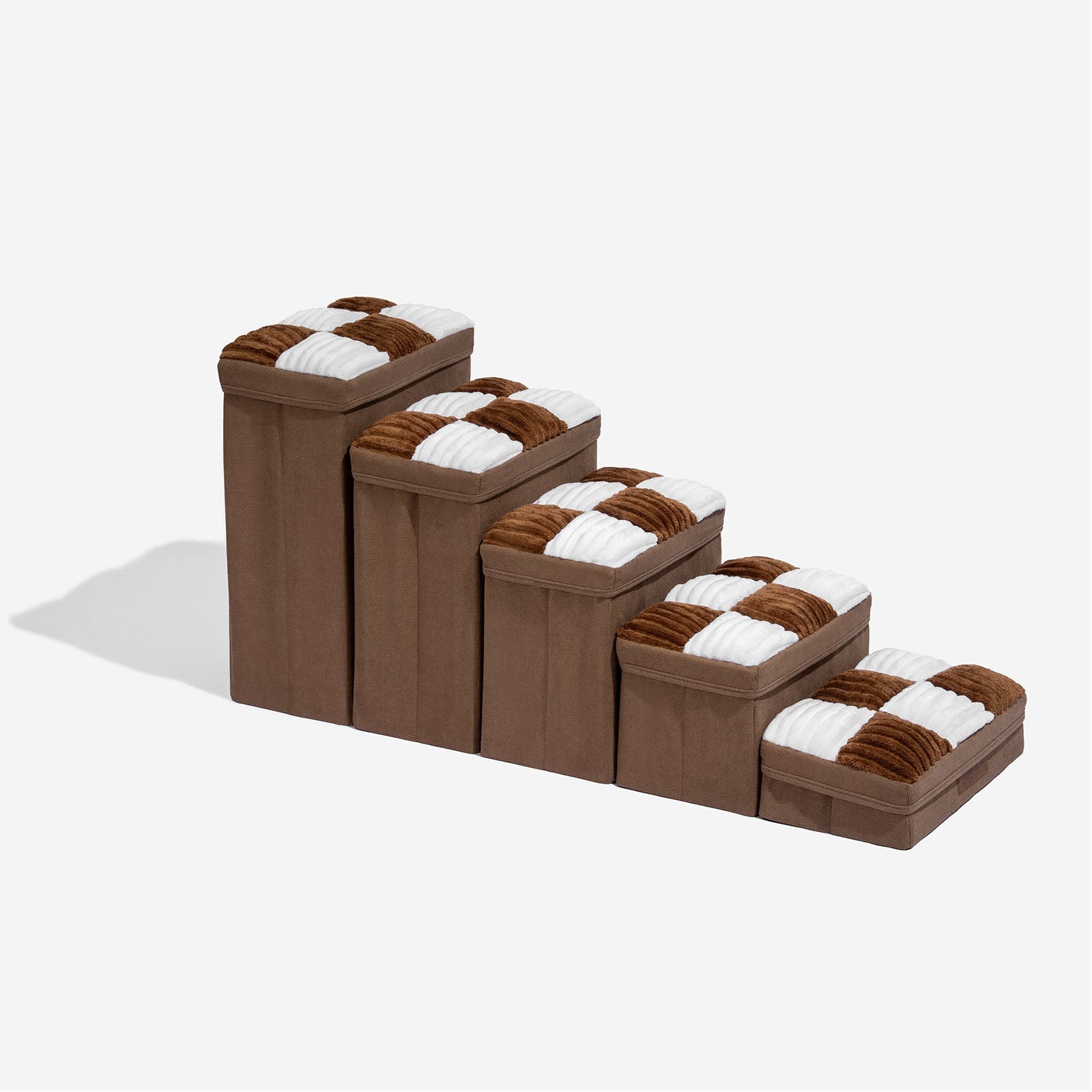 Abnehmbare Schachbrett-Plüsch-Handgefertigte Hundetreppe mit Stauraum - Klappbare Stufen