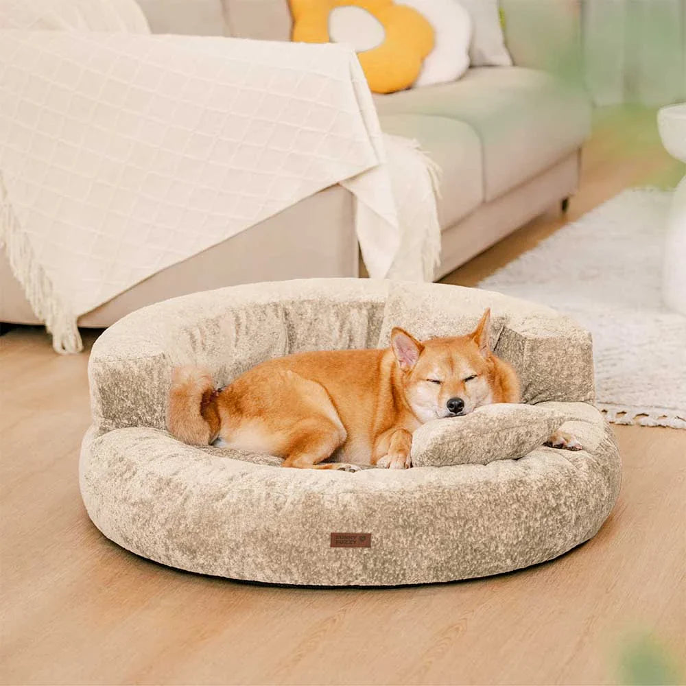 Luxe Diamond Velvet Abnehmbares Orthopädisches Donut-Hundebett mit Kissen - DreamNest