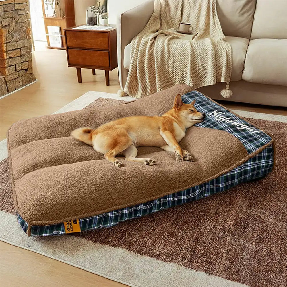 Extra Großes Waschbares Flauschiges Orthopädisches Hundebett aus Teddyfell in Rechteckform – Nightnight