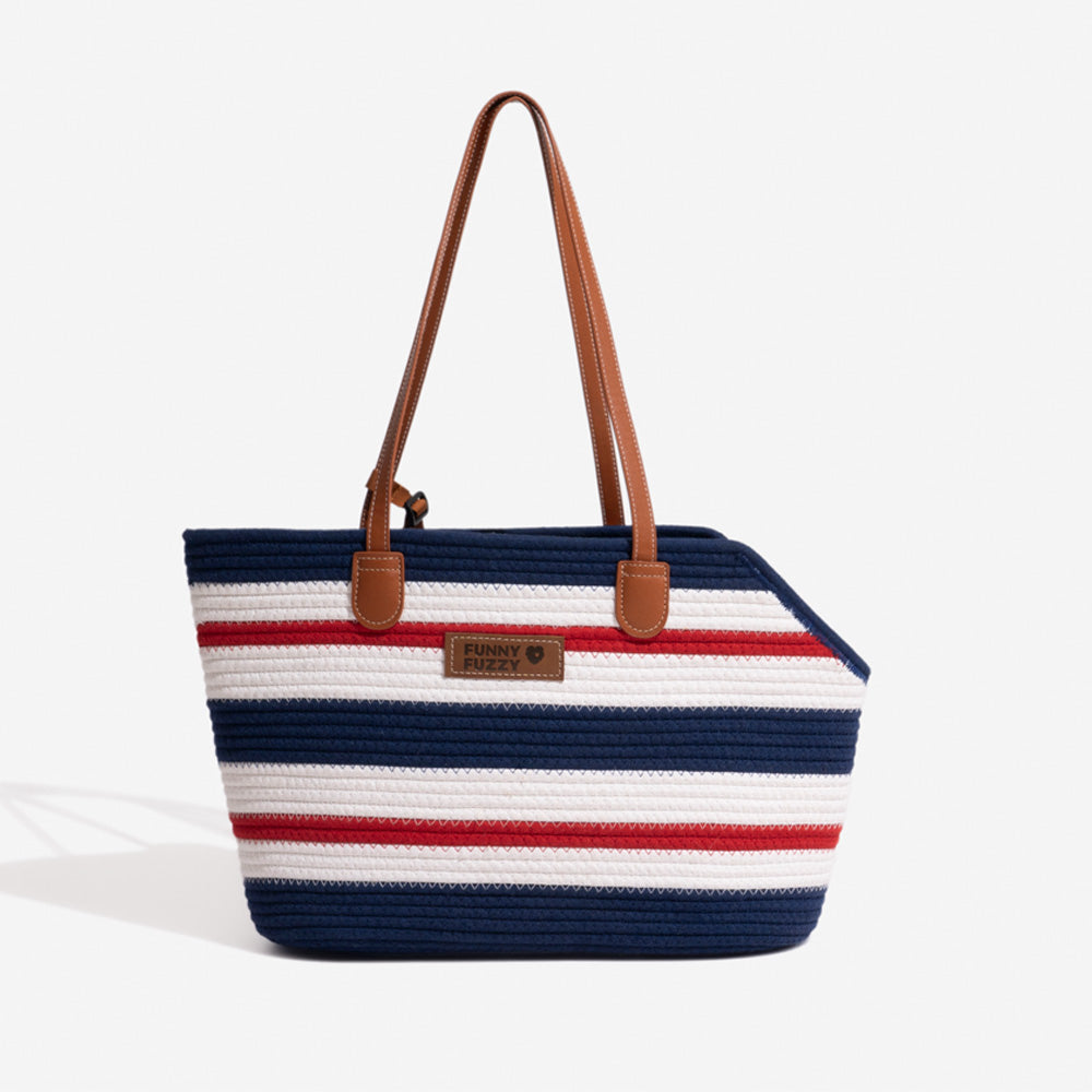 Handgefertigte leichte Baumwollgewebte Strandtasche für Haustiere - Sommerurlaub
