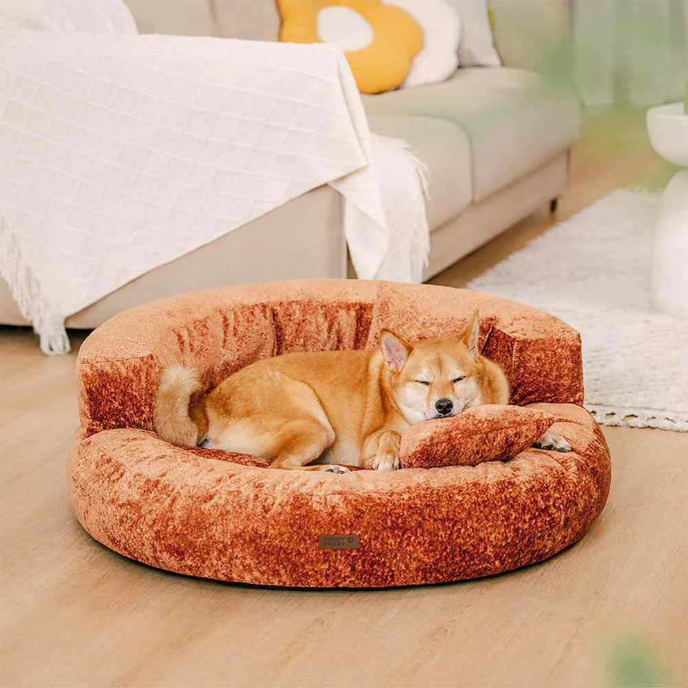 Luxe Diamond Velvet Abnehmbares Orthopädisches Donut-Hundebett mit Kissen - DreamNest