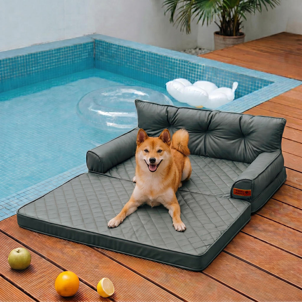 Luxe Kunstleder faltbares orthopädisches großes Hundebett - CoreLounge