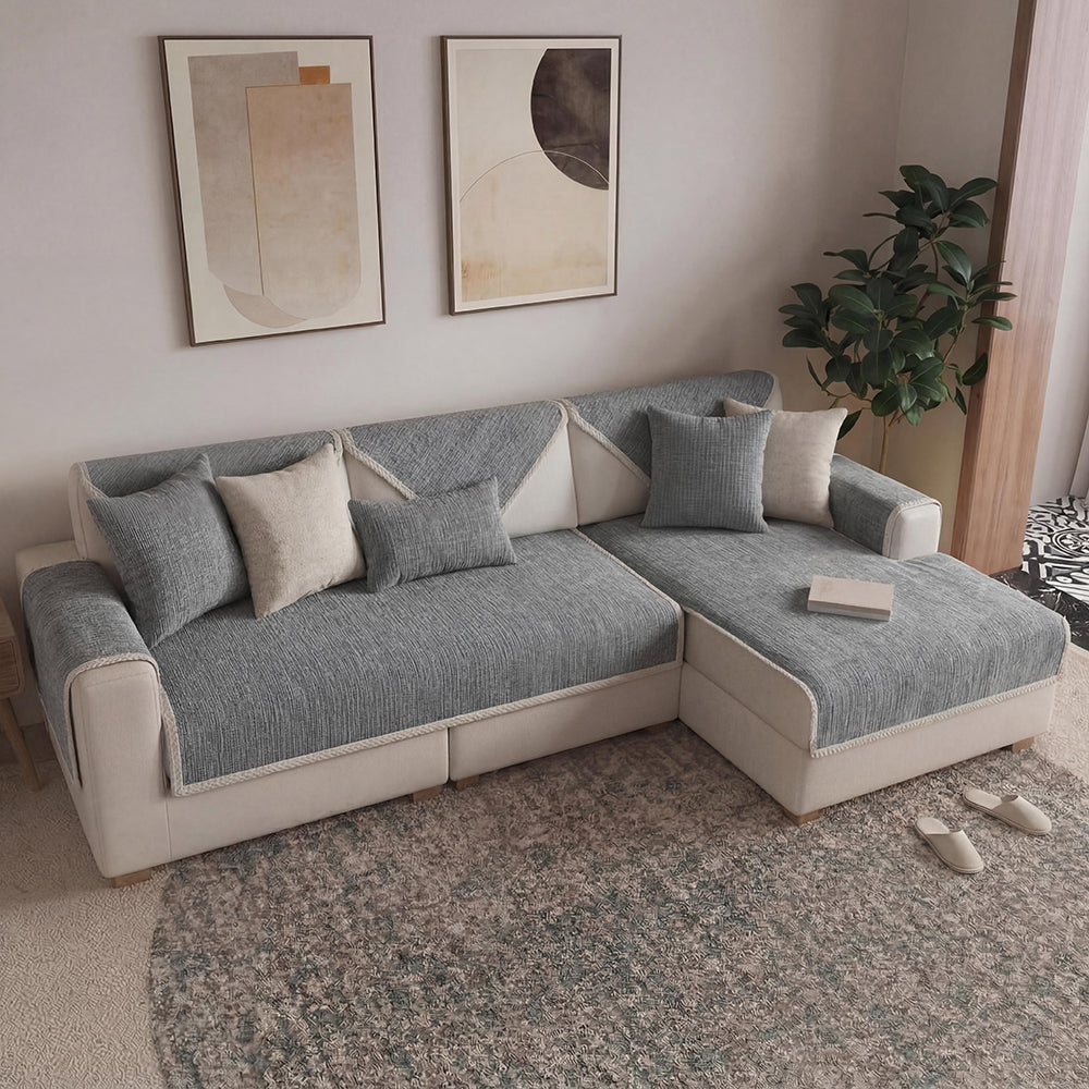 Wasserfest Antimikrobiell Einfaches Chenille-Gewebe Kratzfest Sectional Sofa-Bezug