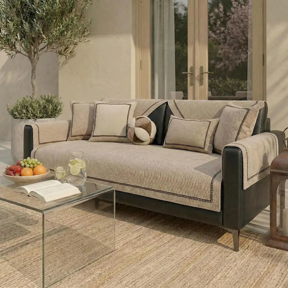 Schlichte rutschfeste Outdoor Sofadecke aus Samtstoff