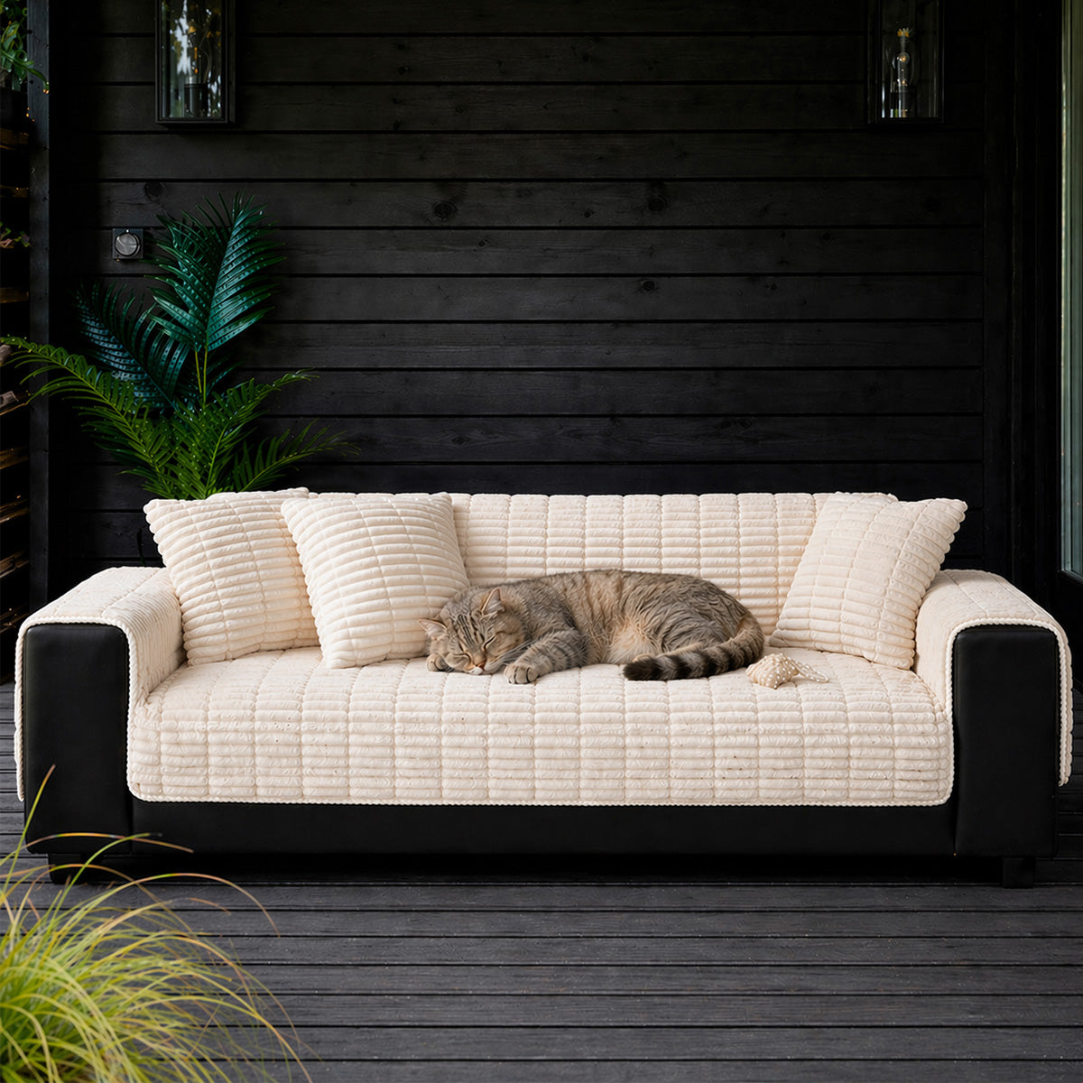 Einsitzer Bequemer Fleece Outdoor Sofa Schutzhülle Rutschfeste Couchbezug
