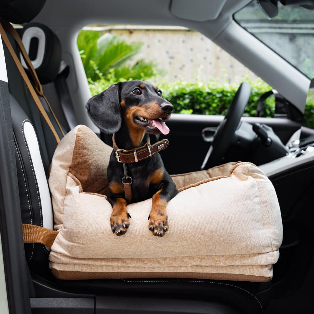 Wasserdichtes Sicherheitsbett für Hunde im Autositz in Hellkaffee