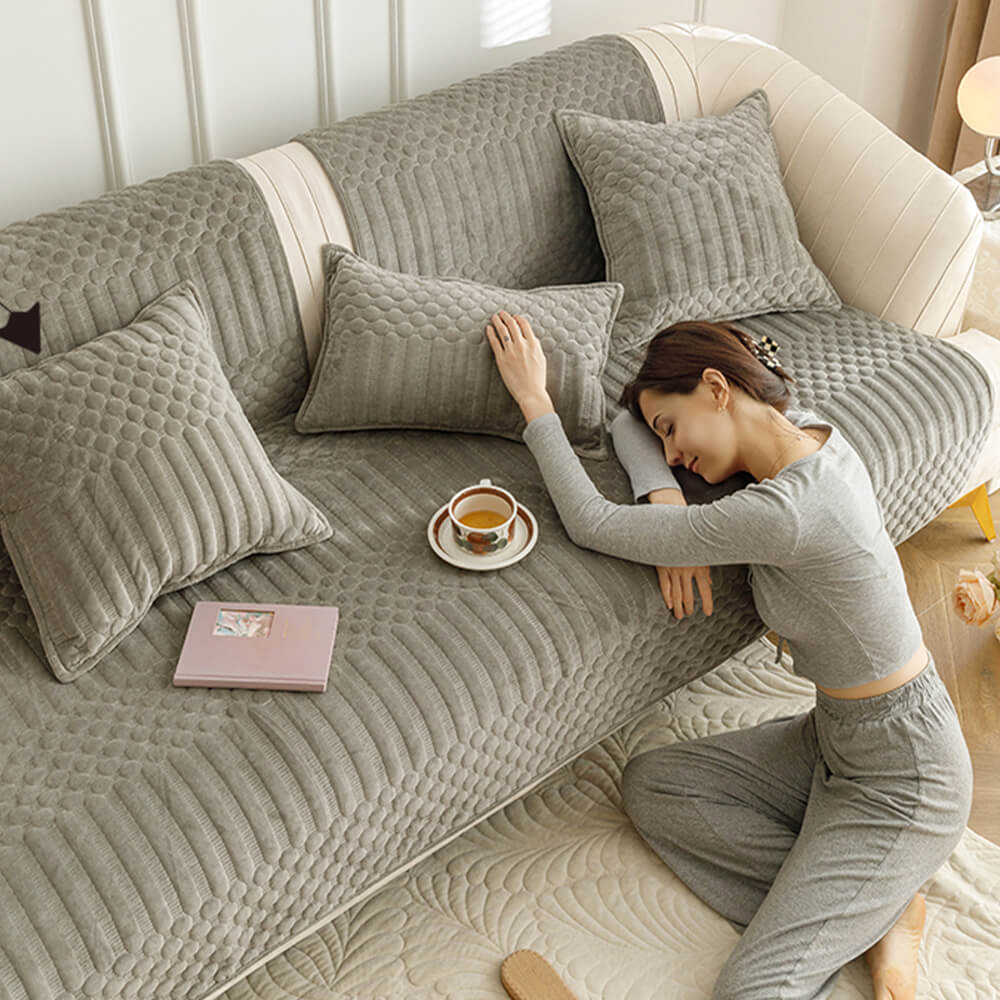 Warmer Plüschiger Vintage-Sofabezug mit rutschfester Unterseite