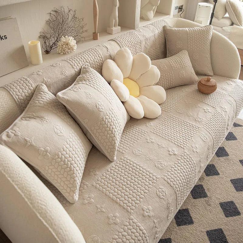 3D-Weizenstickerei Waschbare Rutschfeste und Kratzfeste Sofabezüge aus Baumwolle für Haustiere