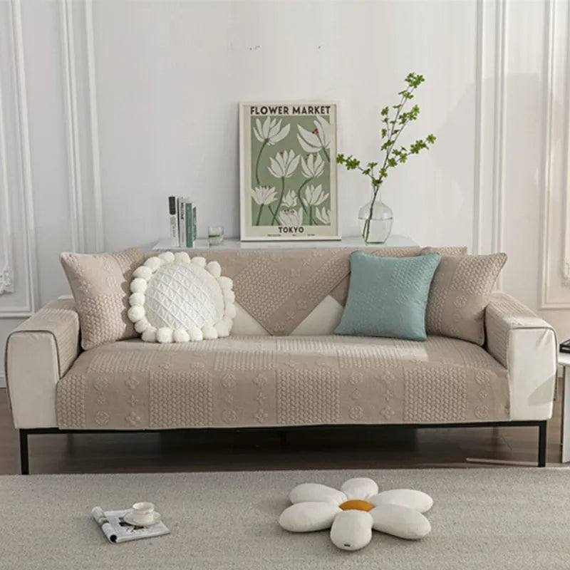 3D-Weizenstickerei Waschbare Rutschfeste und Kratzfeste Sofabezüge aus Baumwolle für Haustiere