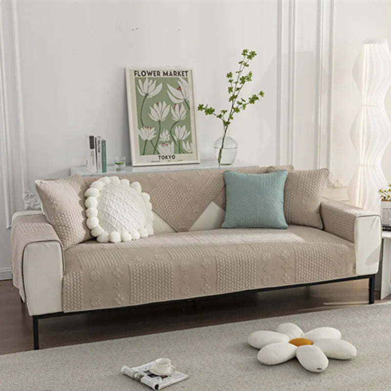 3D-Weizenstickerei Waschbare Rutschfeste und Kratzfeste Sofabezüge aus Baumwolle für Haustiere