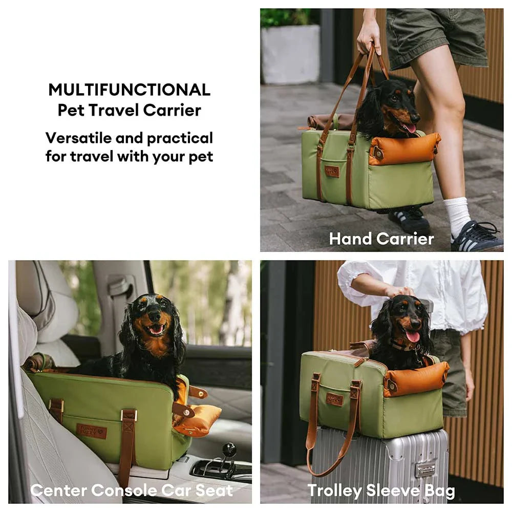 Deluxe Haustier-Autositz & Träger aus Kunstleder für die Mittelkonsole Urban Voyager