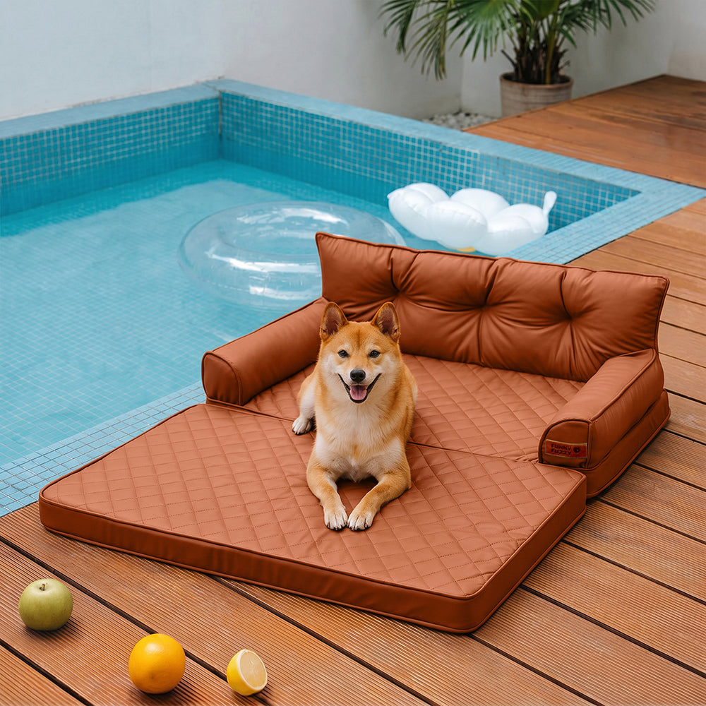 Luxe Kunstleder faltbares orthopädisches großes Hundebett - CoreLounge