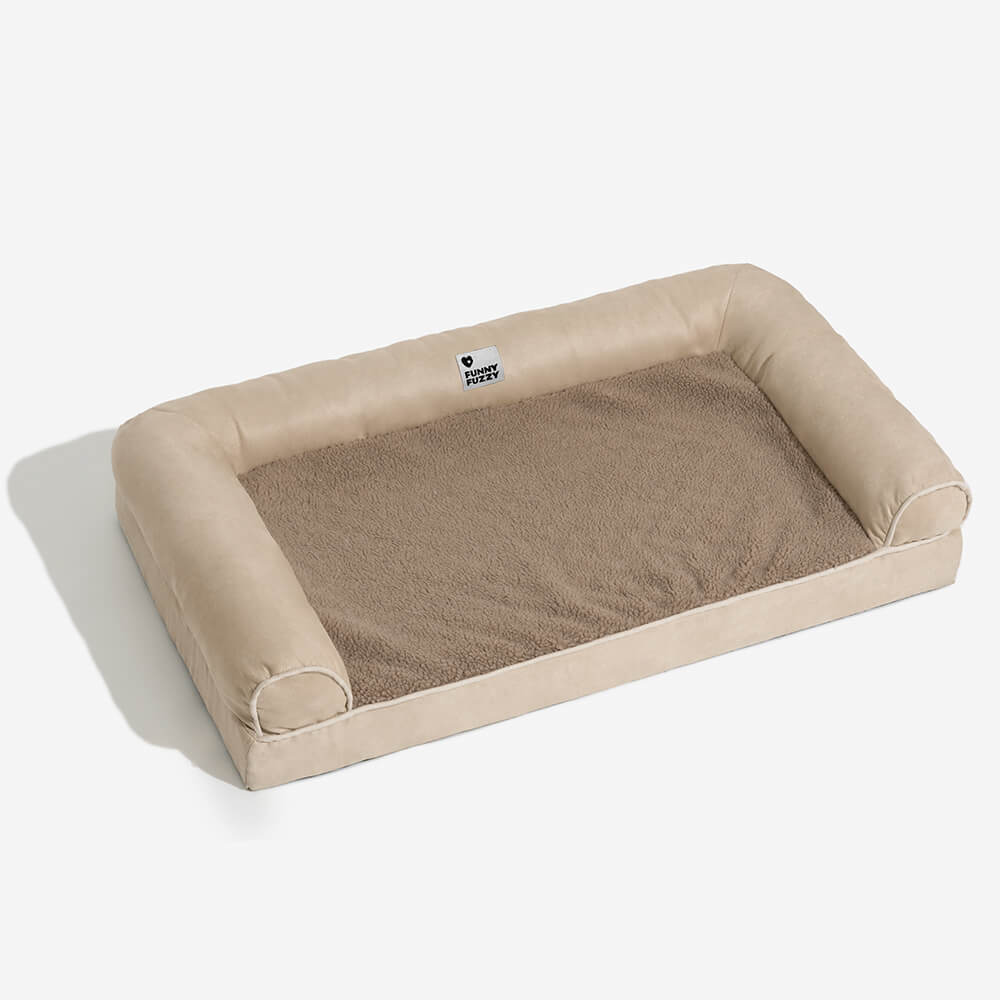 Orthopädisches Hundebett mit vollständiger Stützfunktion aus Kunstfleece und Wildleder