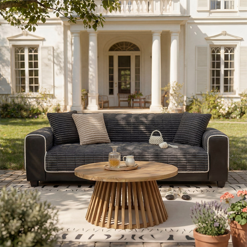 Einsitzer Bequemer Fleece Outdoor Sofa Schutzhülle Rutschfeste Couchbezug