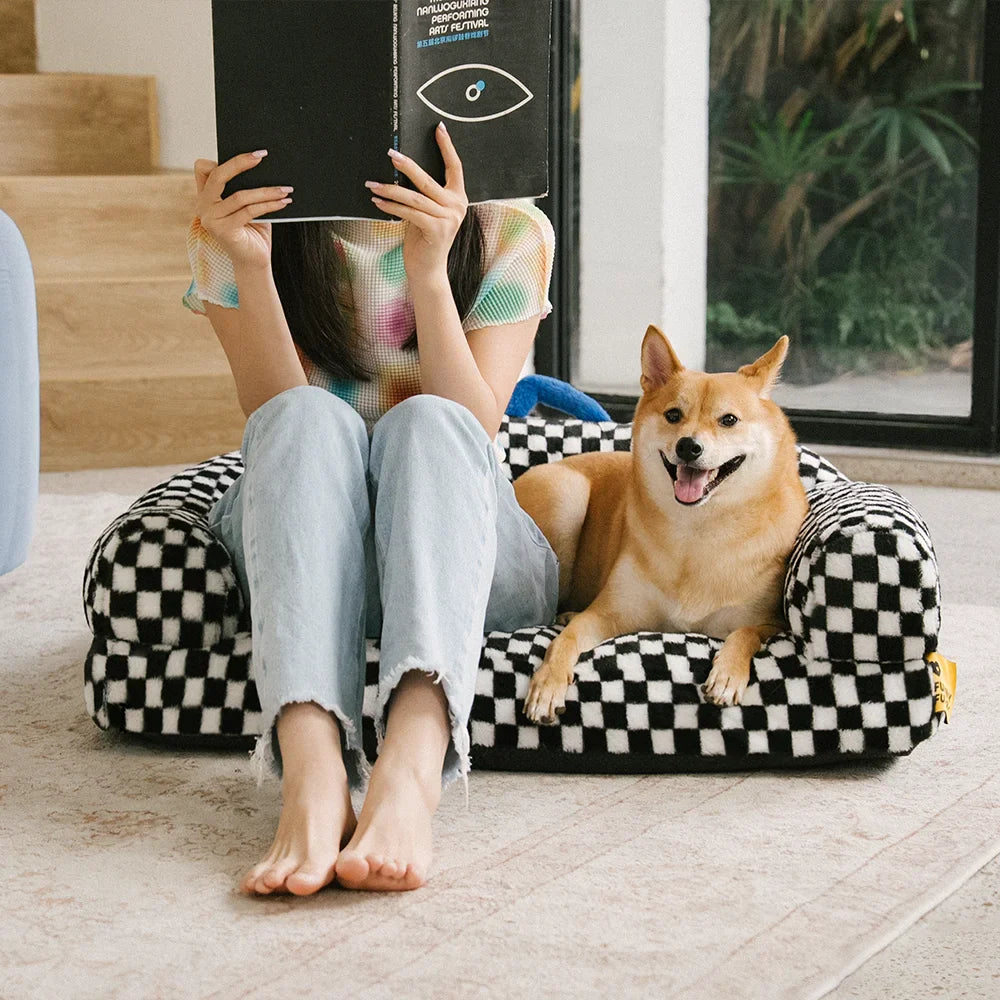 Prüfbrett Dick & Flauschig Waschbarer Orthopädischer Hundesofa-Bett - CheckMate