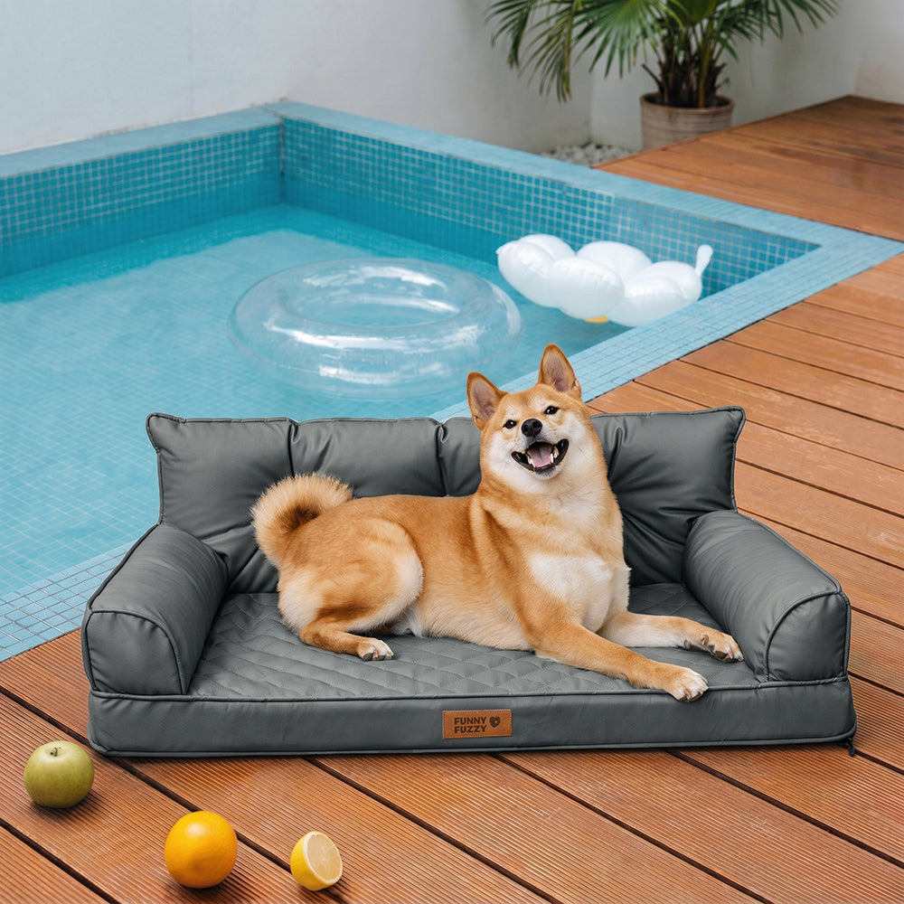 Luxe Kunstleder faltbares orthopädisches großes Hundebett - CoreLounge
