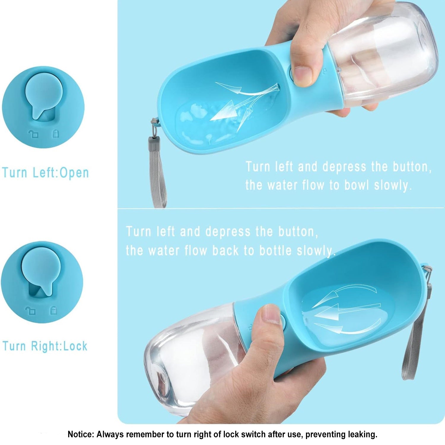 3-in-1-Multifunktionen-Wasserflasche für den Hundespaziergang