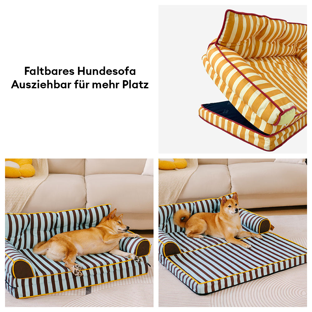 Modisches Gestreiftes Wasserabweisendes Faltbares Hundesofabett - Sunny Siesta