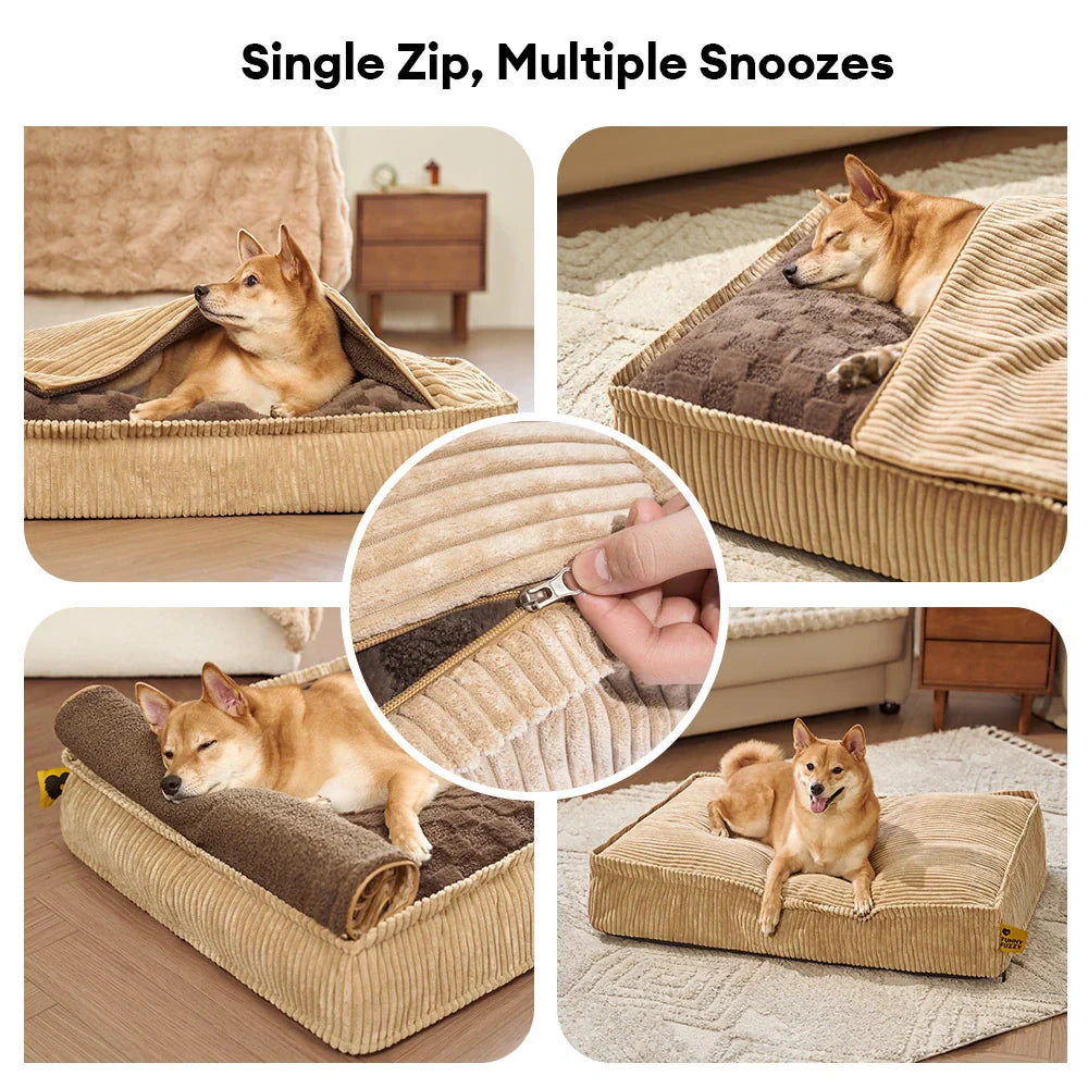 Fluffy Warm Abnehmbare Orthopädische Hundebett - Checker Cocoon