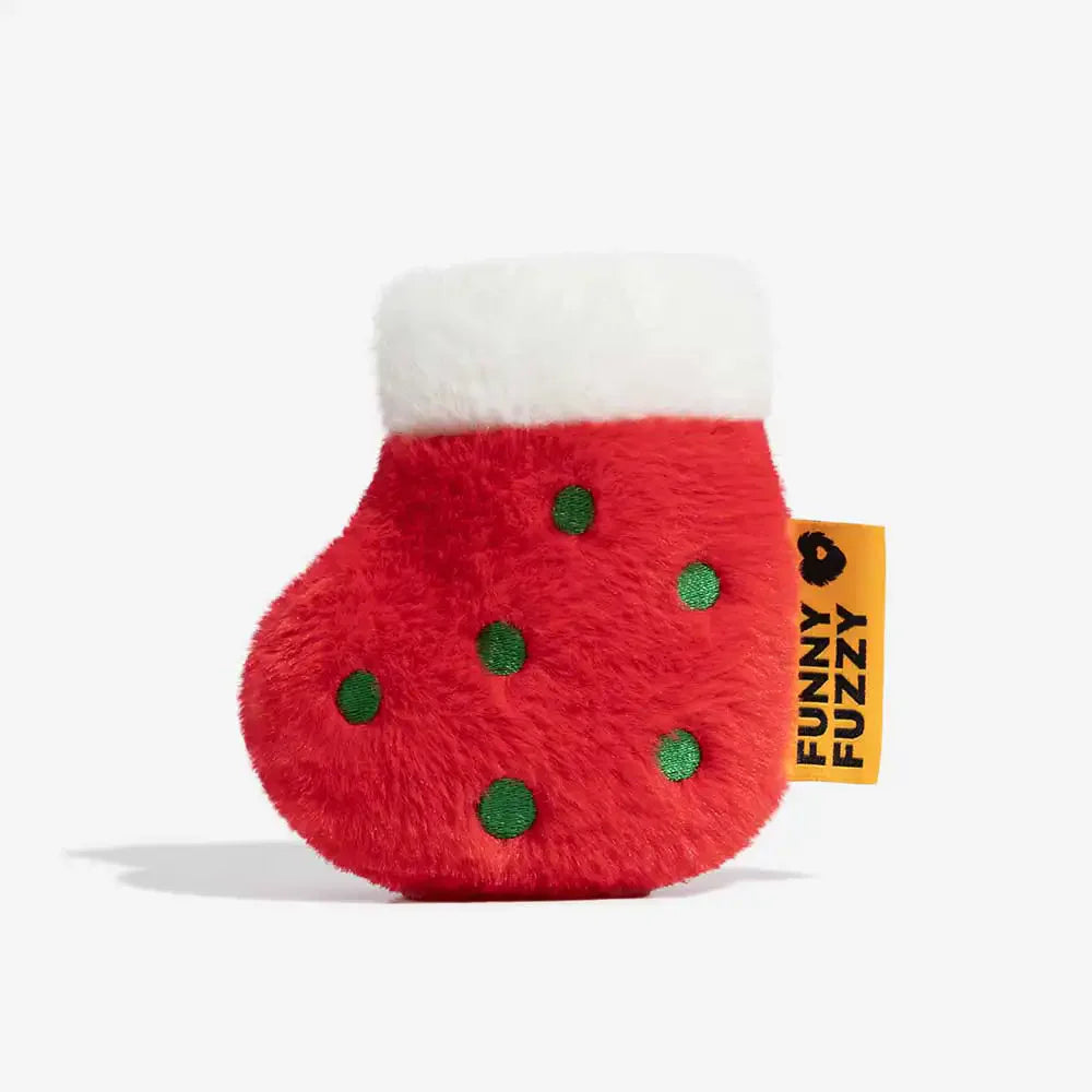 FUNNYFUZZY Weihnachts-Plüsch Quietsch-Spielzeug für Hunde - Stiefel Freude
