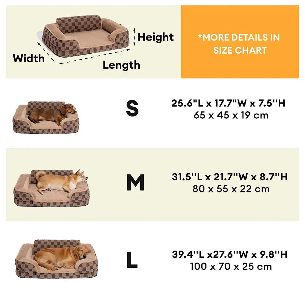 Karierter Flauschiger Warmer Waschbarer Orthopädischer Hundebolsterbett – CloudNooki
