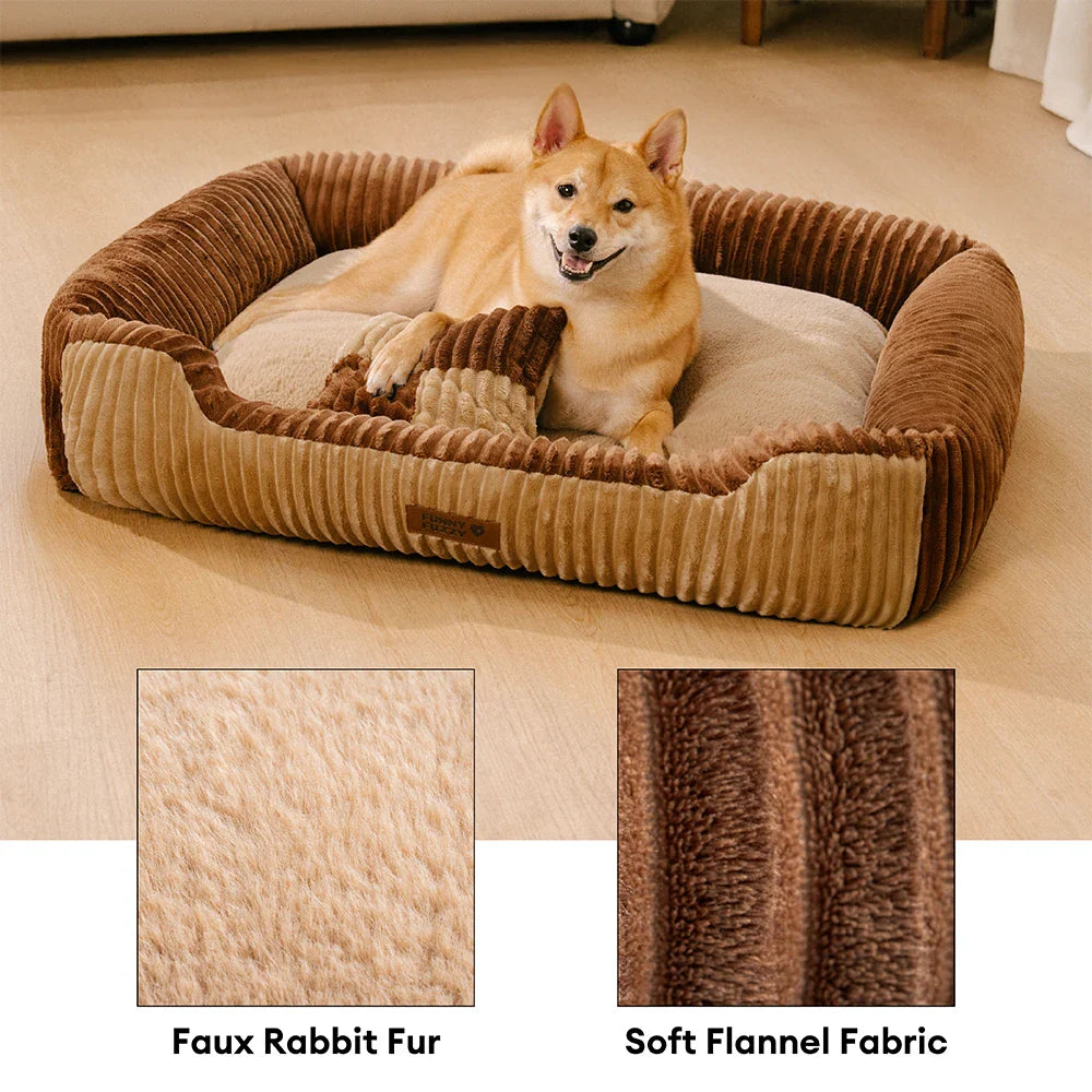 Vintage Farbkasten-Flanell abnehmbares Nackenstützkissen Hundebett mit Kissen – CozyRest