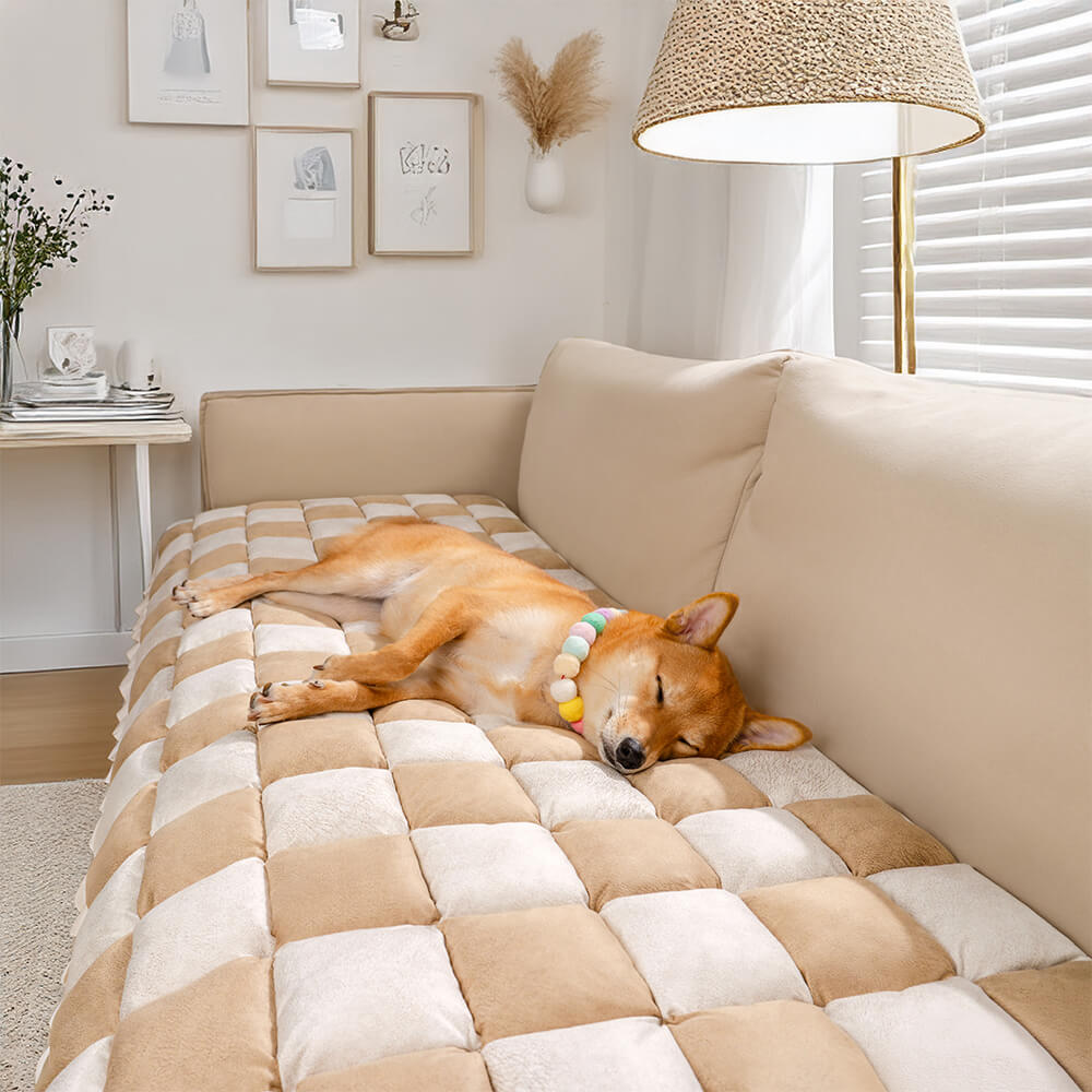 Kratzfester Schutzsofabezug Ganzjahres-Plaid-Haustiermatte mit Karomuster