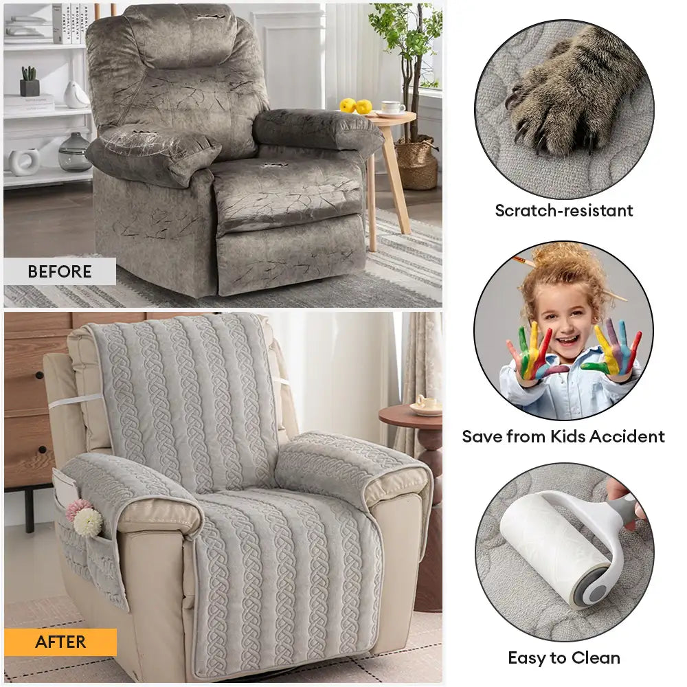 Alljahres-Scratch-Resistant Rutschfeste Recliner -Hülle mit elastischen Riemen