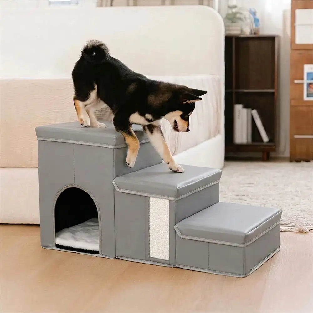 Arthritis-freundliche multifunktionale faltbare rutschfeste Hundetreppe mit Stauraum und Wohnung
