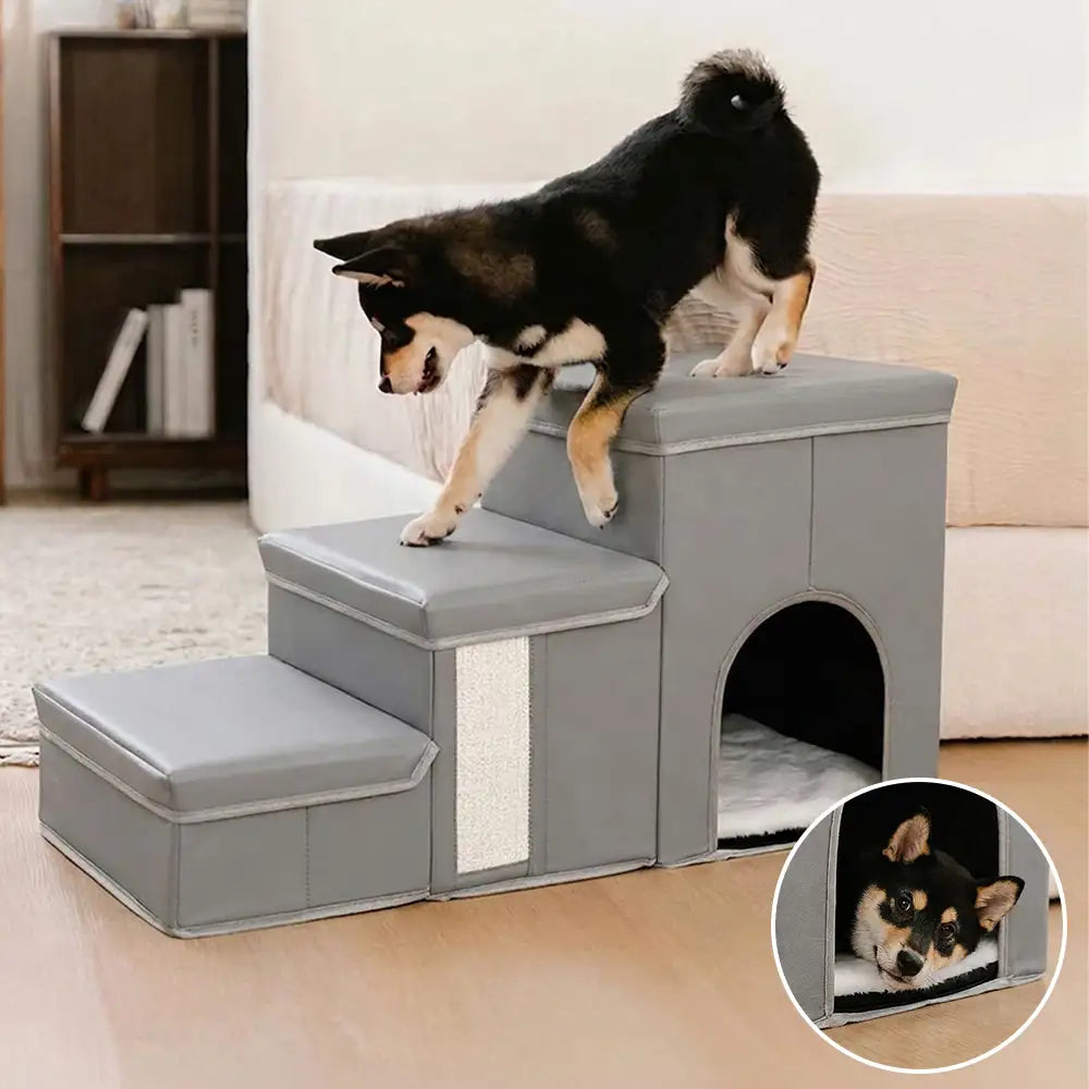 Arthritis-freundliche multifunktionale faltbare rutschfeste Hundetreppe mit Stauraum und Wohnung